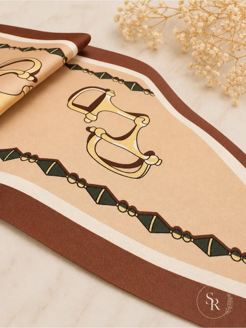 Equestrian Horsebit Twilly Scarf | Brown & Cream Hair, Neck & Handbag